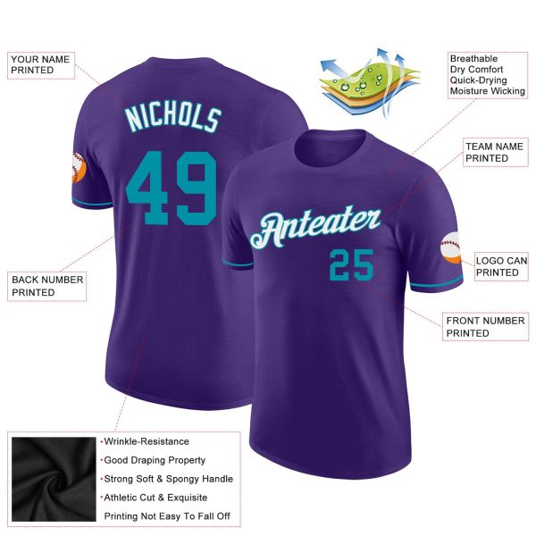 Custom Purple Teal-White Performance T-Shirt - Image 3