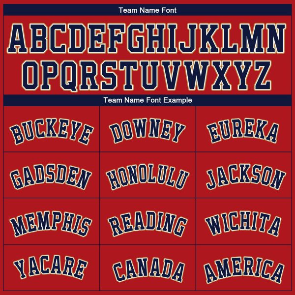 Custom Red Navy-Old Gold Authentic Baseball Jersey - Image 5