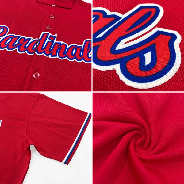 Custom Red Navy-Old Gold Authentic Baseball Jersey - Image 6