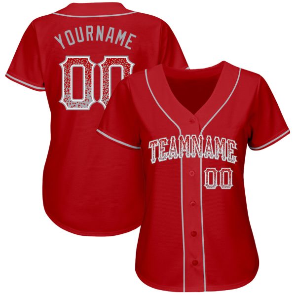 Custom Red Gray-White Authentic Drift Fashion Baseball Jersey - Image 2