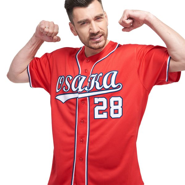 Custom Red White-Navy Baseball Jersey - Image 2