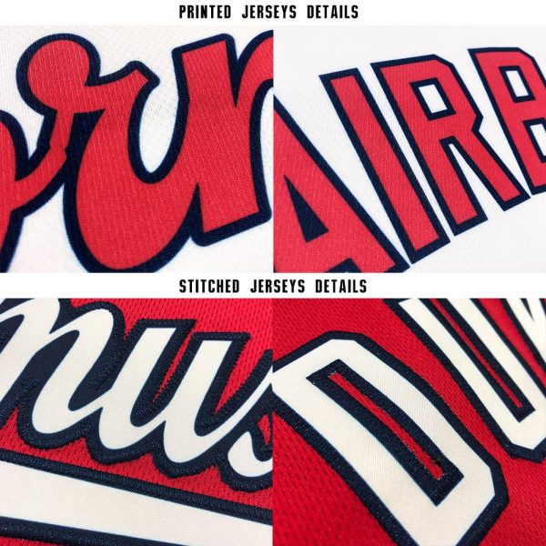 Custom Red White-Navy Baseball Jersey - Image 7